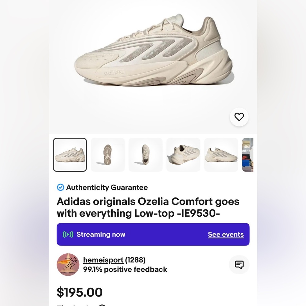 Adidas Ozelia Cream Sneakers women's 7 new